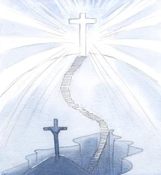 Ich sah die Treppe zur Freude und ein erleuchtetes Kreuz, unser heiliges und strahlendes Symbol, das im Himmel gepflanzt ist, 2000