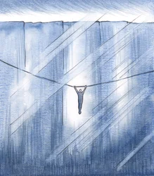 Ich klammerte mich allein im Glauben fest, klammerte mich an einen dünnen Faden der Hoffnung, über einem weiten Abgrund schwebend