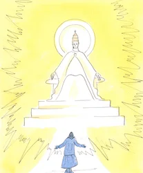 Im Glauben können wir ein blendendes Licht hoch oben in der Kirche über dem Heiligtum sehen