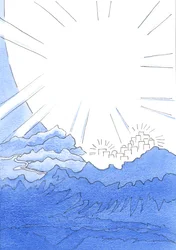 Auf Erden in glücklicher Vereinigung mit Gott zu leben, ist wie am Rande der Himmlischen Stadt zu leben, auf dem Berggipfel, weit über dem dunklen Pfad unten, 2002