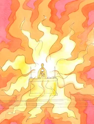 Wenn das Brot und der Wein in den Heiligen Leib und das Blut Christi verwandelt wurden, ist er, das Lamm Gottes, unser Erlöser, substantiell gegenwärtig: der auferstandene Christus, im Feuer seiner göttlichen Herrlichkeit, 2003