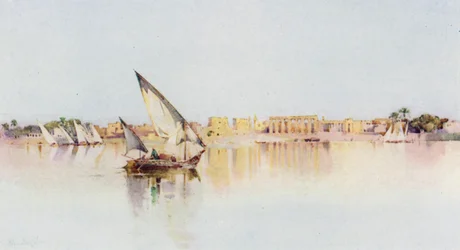 Der Tempel von Luxor, von der Westbank des Nils