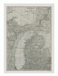 Karte von Michigan, USA, ca. 1900