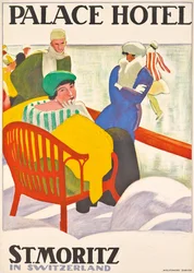 Plakat, das das Palace Hotel in St. Moritz bewirbt