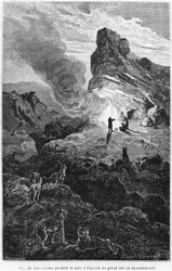 Eine prähistorische Höhle bei Nacht, Illustration aus 