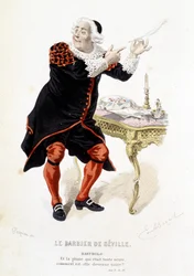 Bartholo in „Der Barbier von Sevilla“ - in „Gesammelte Werke von Beaumarchais“, Zeichnungen von Emile Bayard, ed. Laplace Sanchez & cie, Paris