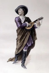 Der Graf Almaviva, Figur aus „Der Barbier von Sevilla“ von Beaumarchais (1732-1799), geschaffen 1773. Illustration von Emile Bayard.