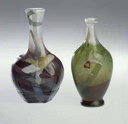 Marqueterie sur verre und gravierte Vase, ca. 1900