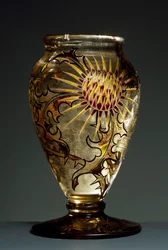 Rauchglasvase mit Emailverzierungen, ca. 1890, Nancy, Frankreich