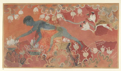 Gemälde des Blauen Affen Safran-Sammler-Freskos aus dem Palast von Knossos, ca. 1921