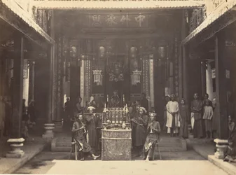 Religiöse Zeremonie in der chinesischen Pagode von Cholen, Saigon, Cochinchina