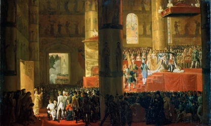Die Krönung der Kaiserin Maria Fjodorowna am 5. April 1797, 19. Jahrhundert.