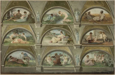 Skizze für den Salon des Karyatiden im Hôtel de Ville in Paris: Allegorische Szenen des täglichen Lebens (Gewölbe)