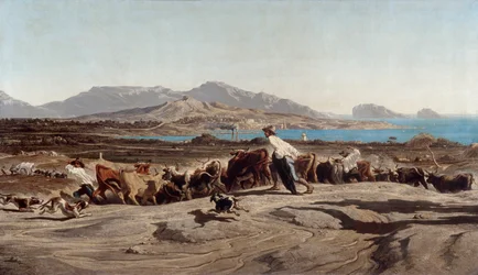 Ansicht von Marseille, Aygalades auf einem Spaziergang - Gemälde von Emile Loubon (1809-1863)