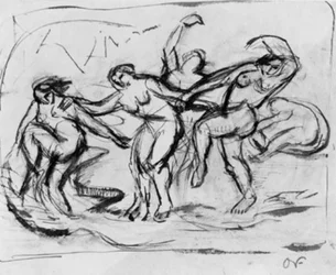 Figurenkomposition mit badenden und tanzenden Frauen