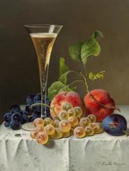 Stillleben mit Champagnerglas