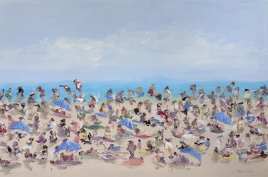 Überfüllter Sommerstrand