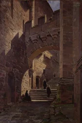 Mont Saint-Michel, befestigtes Tor in der Abtei, 1881