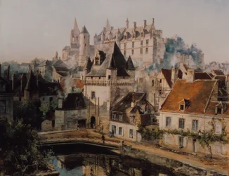 Das Schloss von Loches und die Porte des Cordeliers, Ansicht von der Spinnerei