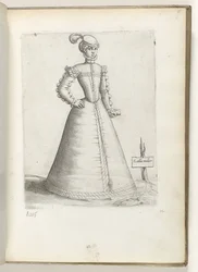 Eine verheiratete Frau aus Frankreich, gekleidet nach der Mode von ca. 1550