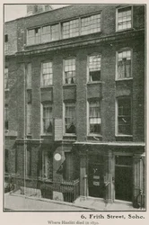 6 Frith Street, Soho, wo Hazlitt 1830 starb