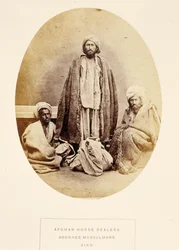 Afghanische Pferdehändler, Soonnee Muslime, Sind, aus Die Völker Indiens, von J. Forbes Watson, veröffentlicht 1868