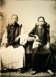 Annamitischer Junge und Mädchen in Zentralvietnam, ca.1875