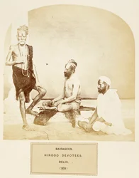 Bairagees, Hindoo-Devotees, Delhi, aus The People of India, von J. Forbes Watson, veröffentlicht 1868