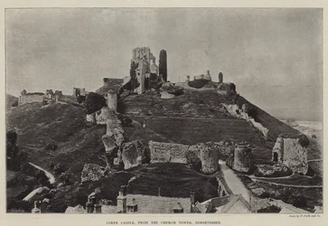 Corfe Burg, vom Kirchturm, Dorsetshire