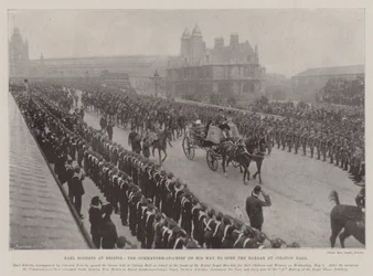 Earl Roberts in Bristol, der Oberbefehlshaber auf dem Weg zur Eröffnung des Basars in der Colston Hall