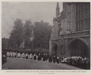 Inthronisation von Dr. Randall Davidson, dem neuen Bischof von Winchester, Prozession von der Kirche St. Lawrence zur Kathedrale