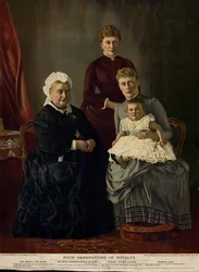 Vier Generationen der Königsfamilie (Königin Victoria, Prinzessin Beatrice, Prinzessin Victoria Alberta und Prinzessin Alice)