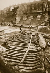 Galeere, gefunden auf dem Gelände der County Hall im Jahr 1910