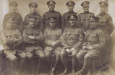 Gruppe englischer Soldaten, Erster Weltkrieg, Frankreich 1917