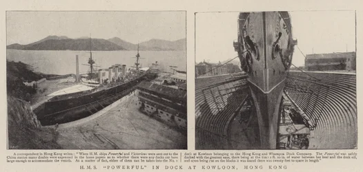 HMS Powerful im Dock in Kowloon, Hongkong
