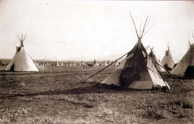 Indische Zelte, fotografiert von den Royal Engineers am Neunundvierzigsten Breitengrad
