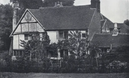Miltons Cottage in Chalfont St Giles, Buckinghamshire, wo er während der Londoner Pest blieb (s/w Foto)