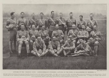 Offiziere des Fighting Fifth (Northumberland Fusiliers), von den Buren in Magaliesberg am 13. Dezember gefangen genommen