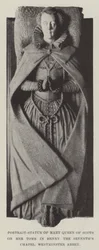 Porträtstatue von Maria Stuart auf ihrem Grab in der Henry VII. Kapelle, Westminster Abbey