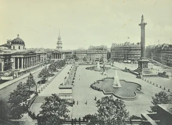 Saint Martin in the Fields National Gallery Nelsonsäule, Trafalgar Square, Westminster LB: Dachansicht Blick nach Osten, 1895