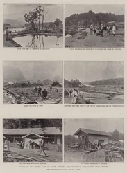 Szenen im Nordosten Japans, die Auswirkungen der jüngsten Flutwellen zeigend