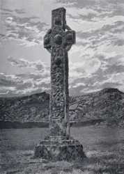 Schottland: St. Martins Kreuz, Iona (s/w Foto)