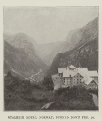 Stalheim Hotel, Norwegen, abgebrannt am 20. Februar