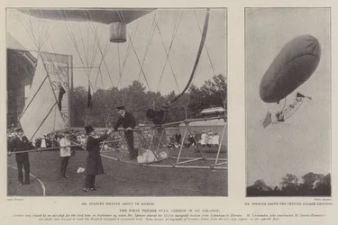 Die erste Reise über London in einem Luftschiff