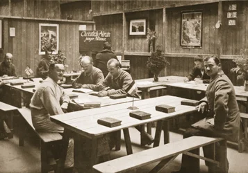 Der Lesesaal, Handforth, Illustration aus Deutsche Gefangene in Großbritannien