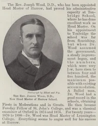 Der Reverend Joseph Wood, DD, neuer Schulleiter der Harrow School