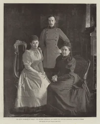 Die königliche Hochzeit in Berlin, die Kaiserin Friedrich und Prinz und Prinzessin Friedrich Karl von Hessen