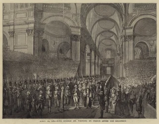 23. April 1789, König Georg III. besucht St. Paul nach seiner Genesung (Stich)