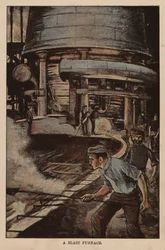 Ein Hochofen (Farblithographie)