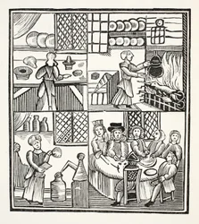 Eine Sammlung von Kochrezepten, Illustration aus Chap-books des achtzehnten Jahrhunderts von John Ashton, veröffentlicht 1882